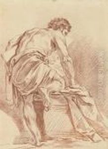 A Kneeling Male Figure by Francois Boucher