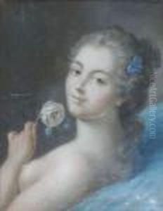 Jeune Femme A La Rose by Francois Boucher