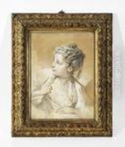 Portrait De Jeune Femme En Buste De Trois Quart by Francois Boucher