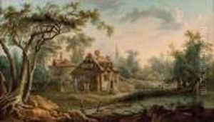 Landschaft Mit Bauernhausern Und Staffage