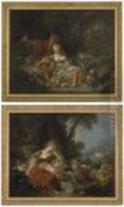 Fountain In A Pastoral Landscape by Francois Boucher