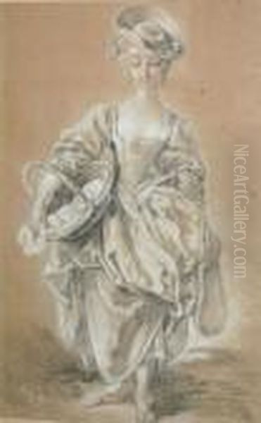 Lady Carrying A Basket - view 1