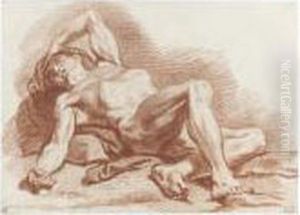 Academy Study Of A Reclining Male Nude by Francois Boucher