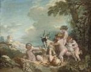 Putti Disporting In A Landscape