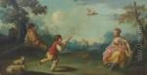 Woman Seated With Basket And Dove by Francois Boucher