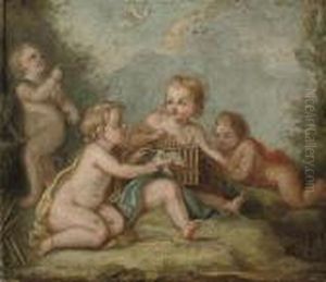 Putti Disporting With Doves