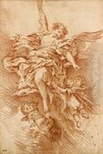 L'archange Gabriel Entoure De Putti by Francois Boucher