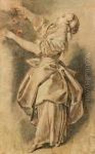 Jeune Femme Tenant Une Guirlande De Fleurs by Francois Boucher