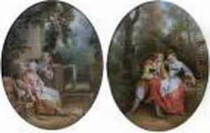 Rural Lovers, A Pair, Ovals by Francois Boucher