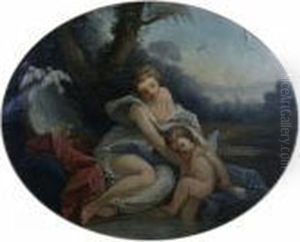 Diana And Cupid, Oval by Francois Boucher