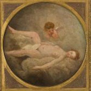 Female Figure On Cloud With Putti by Francois Boucher