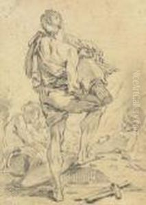 A Roman Man Carrying Fasces And Arms, Seen From Behind by Francois Boucher
