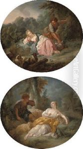 A Shepherd Courting A
Shepherdess; And A Shepherd And A Sleeping Shepherdess In A Landscape by Francois Boucher