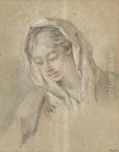 Portrait Study Of A Young Girl. by Francois Boucher
