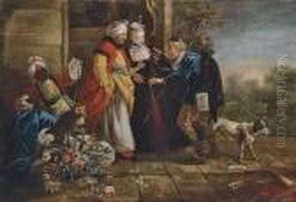 A Turkish Gentleman And A Lady
Refusing Hospitality To A Traveller And His Dog, With A Young African
Boy Holding A Monkey On A Lead - view 1