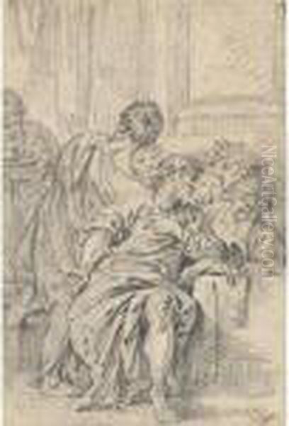 Oriental Figures Seated At A Table - view 1