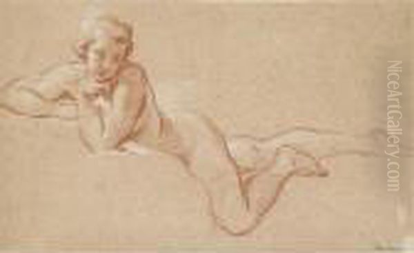 A Female Nude, Reclining Against A Cushion - view 1