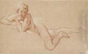 A Female Nude, Reclining Against A Cushion by Francois Boucher