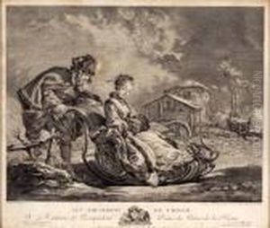 Von J. Daulle "winterliche Schlittenfahrt" Bez.: "les Amusemens De Pompadour ..." Von J. Daulle "winterliche Schlittenfahrt" Bez.: "les Amusemens De Pompadour ..."