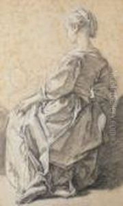 Jeune Fille Assise, Vue De Dos by Francois Boucher