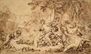 Diane Et Ses Nymphes Au Bain Surprises Par Des Satyres by Francois Boucher