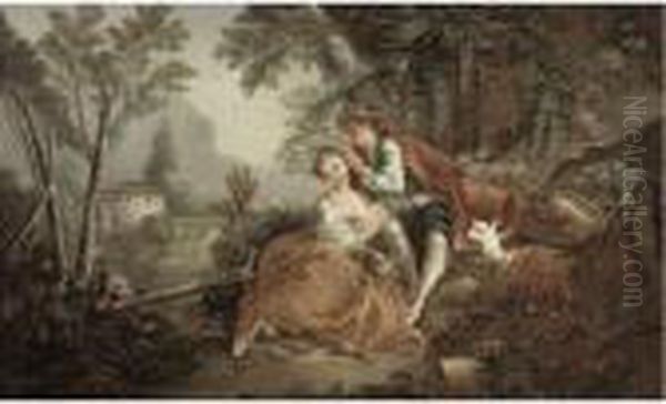 A Pastoral Landscape With
Gentleman Arranging Flowers In The Hair Of His Sweetheart ('les Charmes
Du Printemps') - view 1