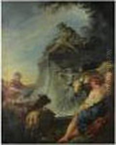 Les Bergers A La Fontaine by Francois Boucher