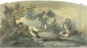 L'hiver Symbolise Par Des Amours Attisant Le Feu by Francois Boucher