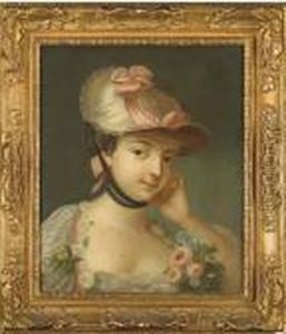 Portrait De Jeune Femme Au Chapeau by Francois Boucher