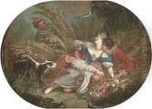 A Wheat Field With An Amorous Couple
