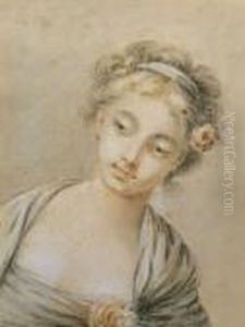 Junges Madchen Mit Einer Rose Im Haar by Francois Boucher