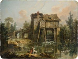 Le Moulin De Quiquengrogne A Charenton by Francois Boucher