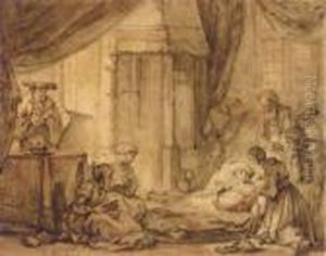 La Mort De La Vierge, D'apres Samuel Van Hoogstraten by Francois Boucher