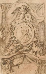 Un Projet De Monument Avec Deux
Putti Soutenant Un Medaillon Avec Le Profil D'un Guerrier Sous Deux
Putti Tenant Une Draperie by Francois Boucher