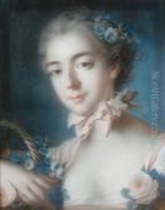 Flora; And Portrait Of A Young Lady Holding A Letter by Francois Boucher
