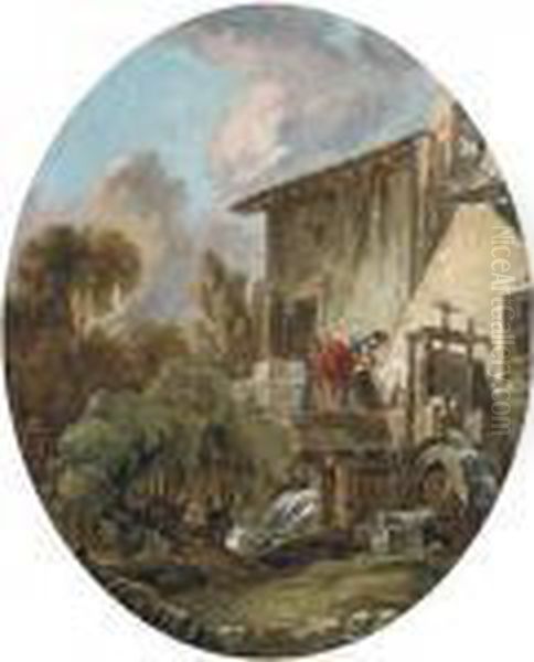 A Woman Washing Clothes At A Mill - view 1