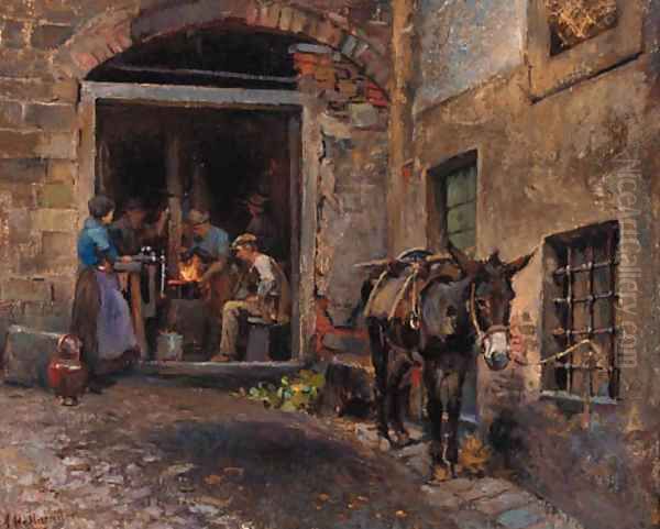A donkey outside a forge - view 1