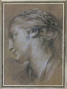 Der Kopf Eines Jungen Madchens Im Profil. by Francois Boucher