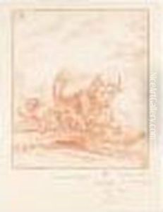 Study Of A Cow And Other Animals by Francois Boucher