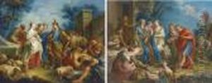 The Meeting Of Jacob And Rachel At The Well; And Rebecca Receivingabraham's Presents by Francois Boucher