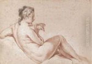 A Reclining Female Nude Holding A Dove by Francois Boucher