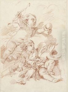 Two Putti, One Holding An Arrow And An Apple, The Other With A Quiver And Two Doves