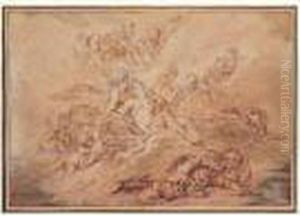 Psyche Et L'amour Sur Des Nuages by Francois Boucher