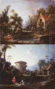 Le Moulin A Eau And "le Pigeonnier": A Pair Of Paintings by Francois Boucher