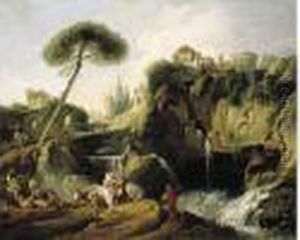 Vue Des Environs De Tivoli Et Du Temple De Vesta by Francois Boucher