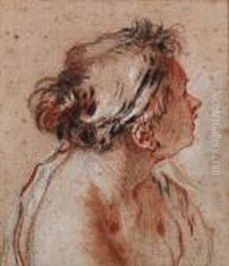 Head Of A Nymph Looking Up To The Right by Francois Boucher