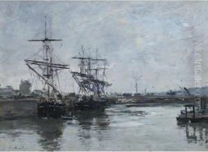Bateaux Dans Un Port by Eugene Boudin
