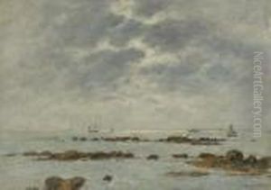 Marine A St. Vaast-la Hougue (manche) by Eugene Boudin