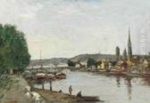 Rouen, Vue Prise Du Cours De La Reine by Eugene Boudin