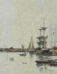 Trouville, Les Jetees Maree Basse by Eugene Boudin